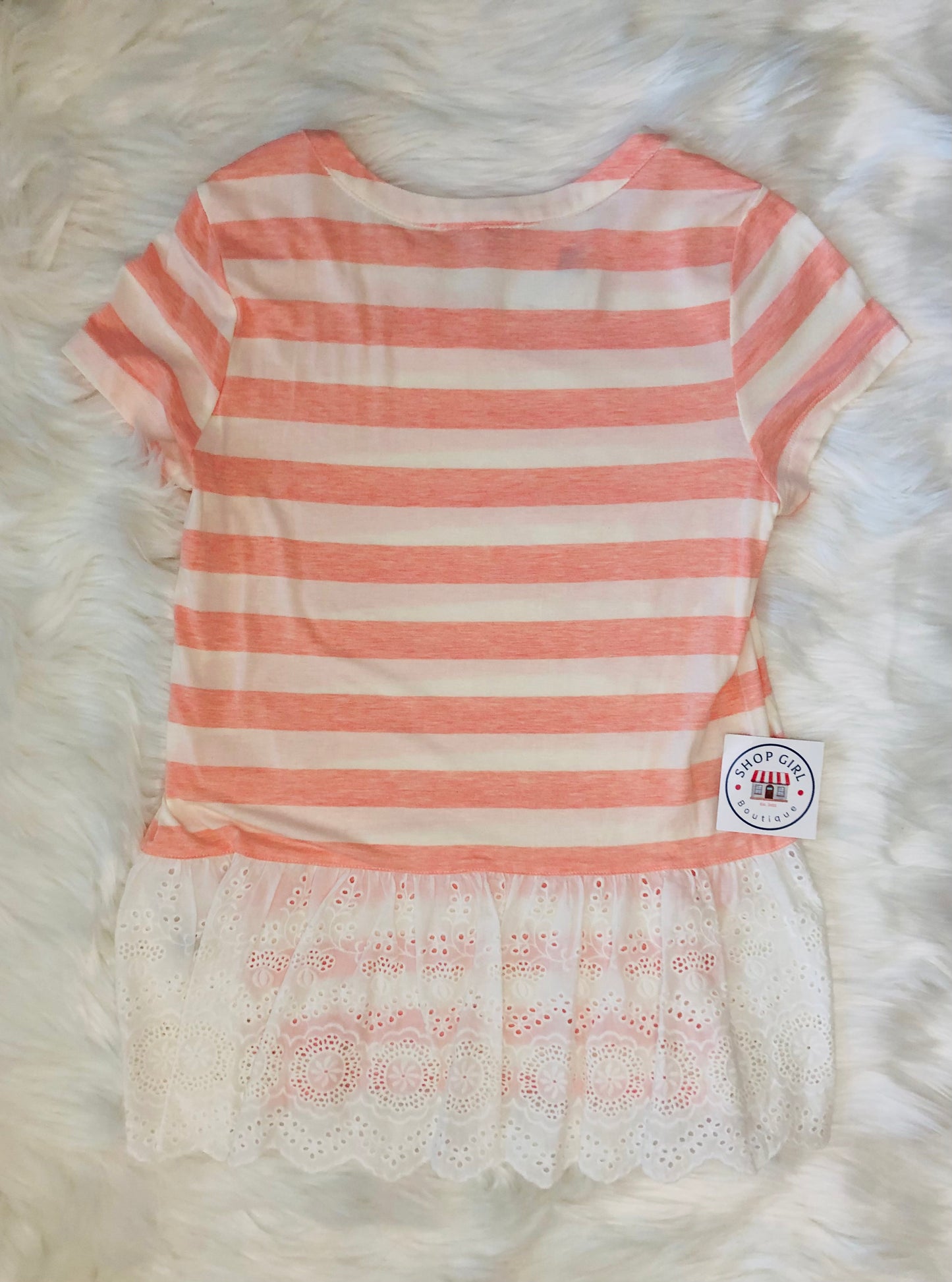 Pink & White Stripe Eyelet Top