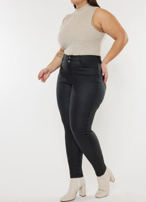 Plus High Rise Coated Ankle Skinny Jeans