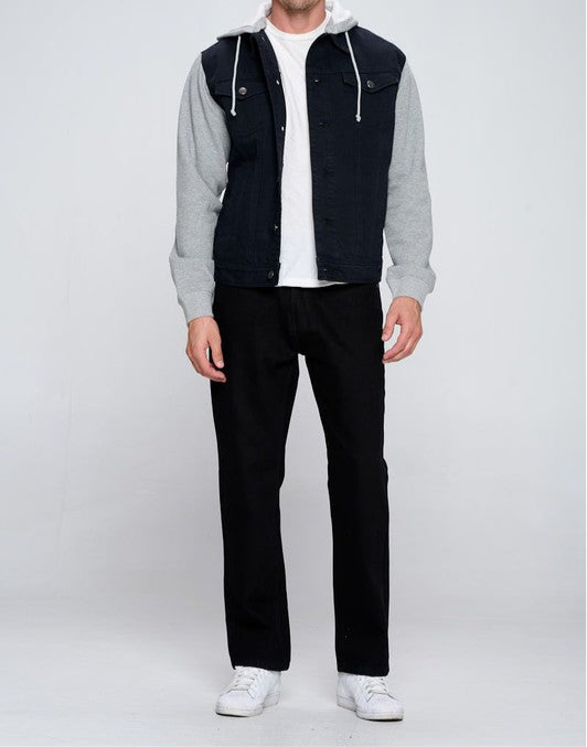 Men's Denim Jacket with Fleece Hoodies