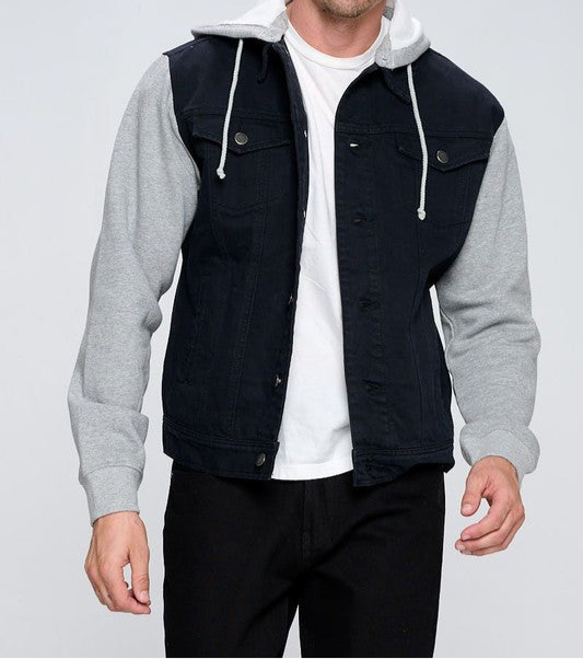 Men's Denim Jacket with Fleece Hoodies