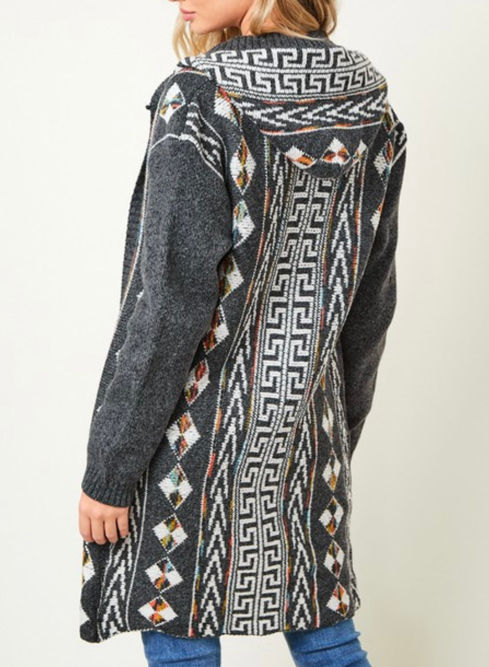 Hooded Aztec Cardigan