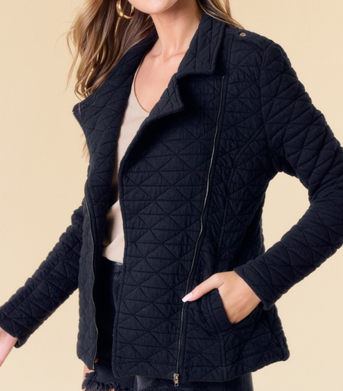 Black Quilted Moto Jacket