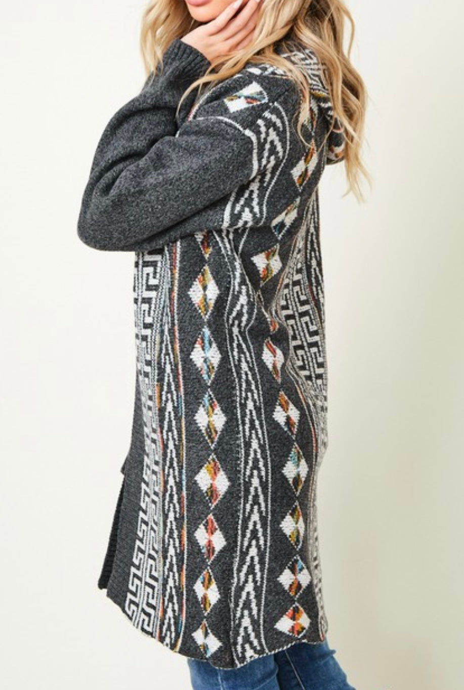 Hooded Aztec Cardigan