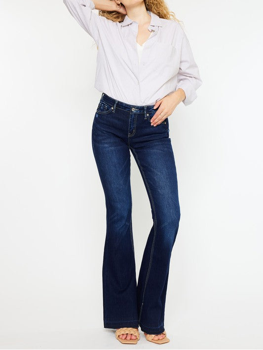 Mid Rise Hem Detail Flare