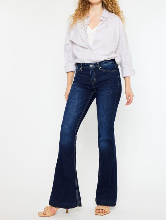 Mid Rise Hem Detail Flare