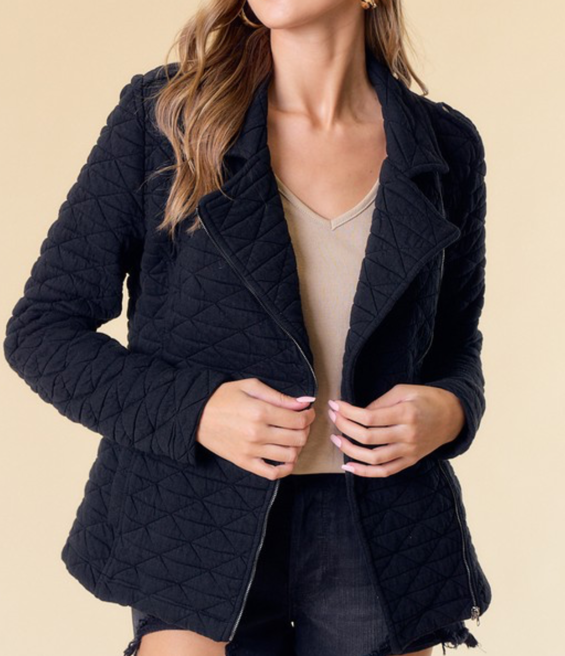 Black Quilted Moto Jacket