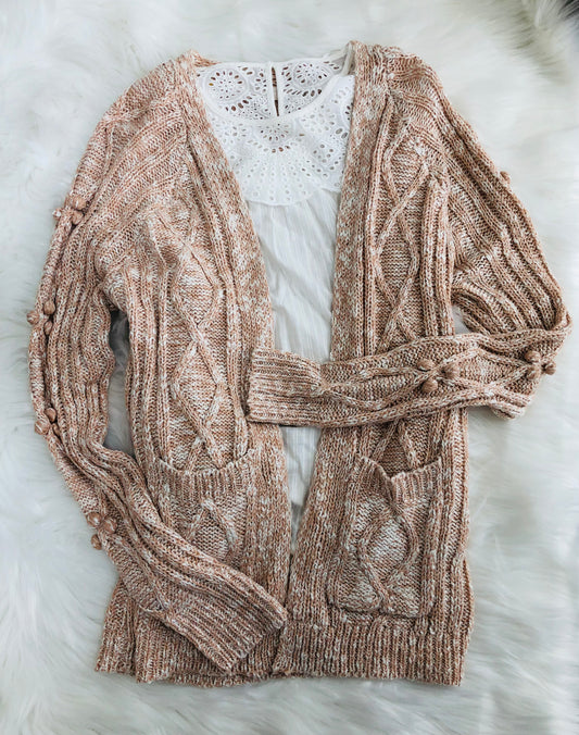 Blush Cable Knit Cardigan