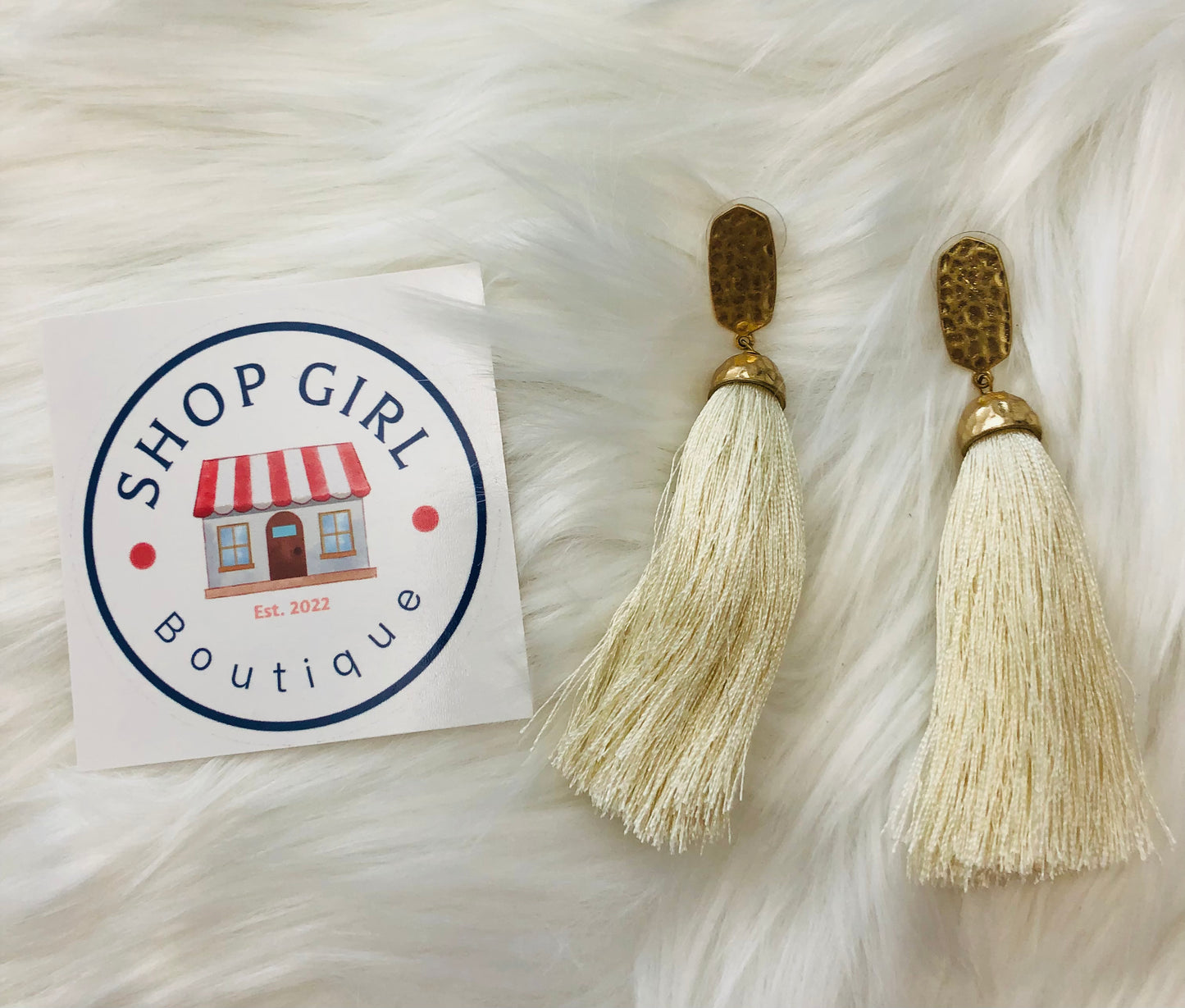 Beige Tassel Earrings