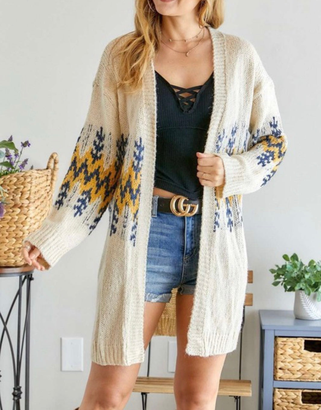 Mustard and Blue Cardigan