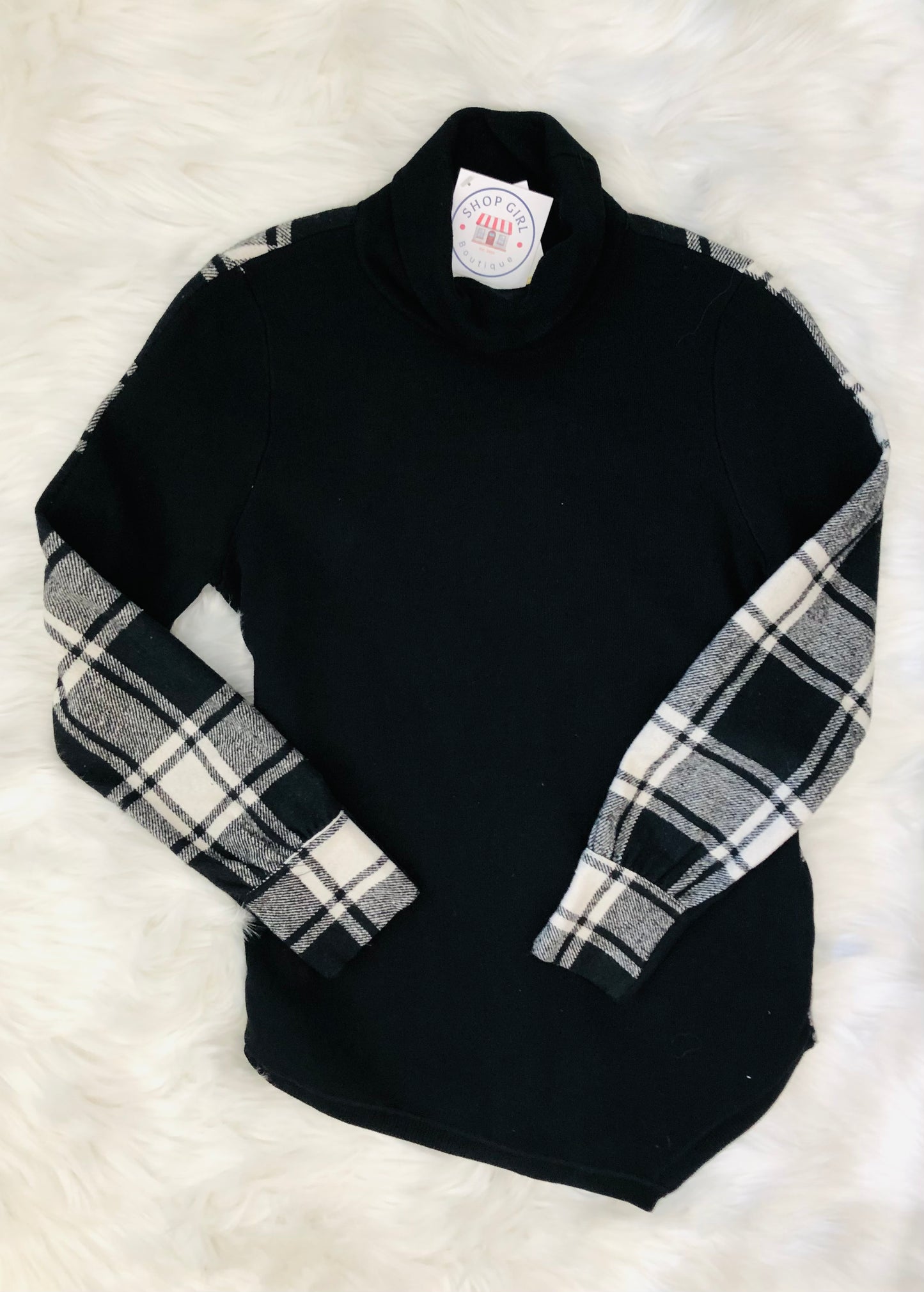 Black & White Plaid Turtleneck