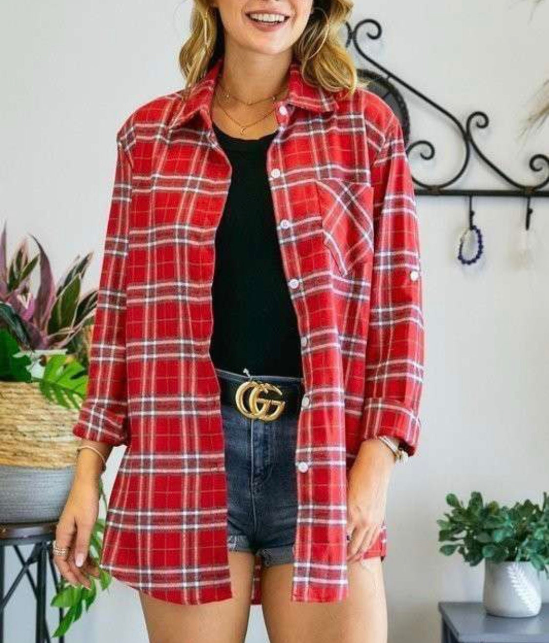 Red Plaid Flannel Shirt