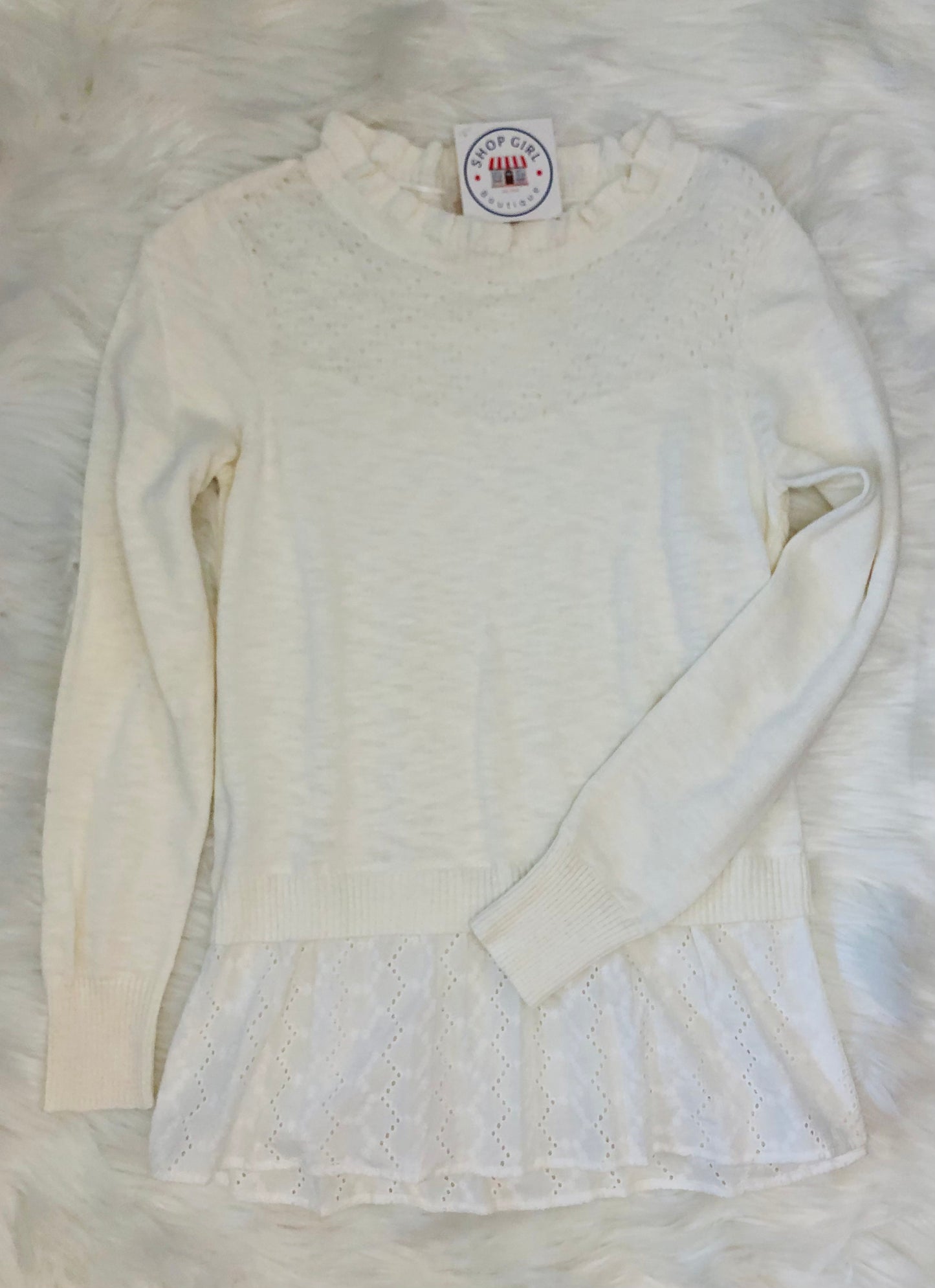 White Eyelet Sweater