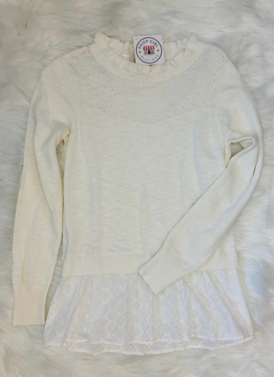 White Eyelet Sweater