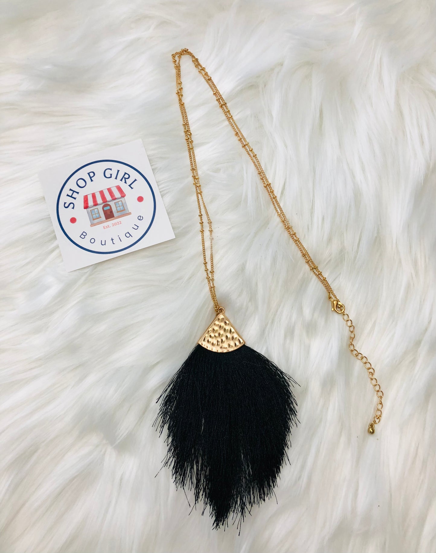 Black Long Tassel Necklace